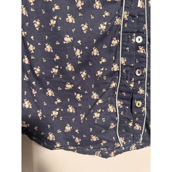Free People Navy Floral Print Long Sleeve Button Down Shirt Women's Size Medium - Picture 3 of 8